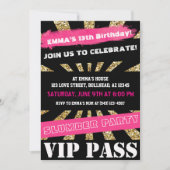 Roze en gouden VIP PASS Girls Slapepover Teenage G Kaart (Voorkant)