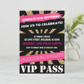 Roze en gouden VIP PASS Girls Slapepover Teenage G Kaart (Staand voorkant)