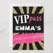 Roze en gouden VIP PASS Girls Slapepover Teenage G Kaart (Achterkant)