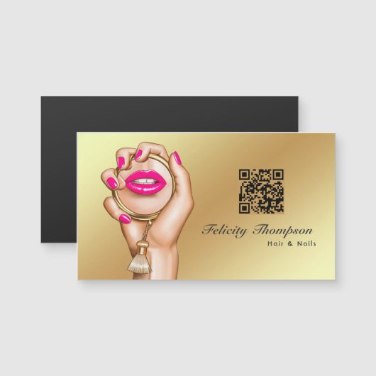 Roze en Gouden Visagist QR Code (Voorkant / Achterkant)