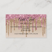 Roze en gouden Visitekaartje met glitter-look (Achterkant)