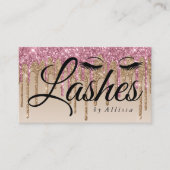 Roze en gouden Visitekaartje met glitter-look (Voorkant)