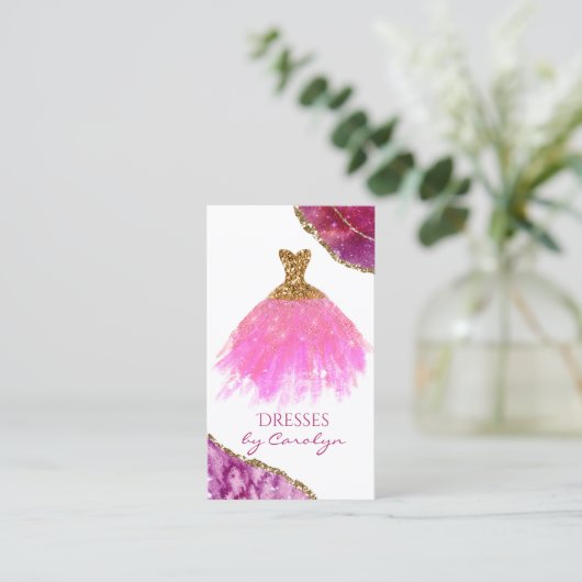 Roze en gouden Visitekaartje met naaktslachterij (Staand voorkant)