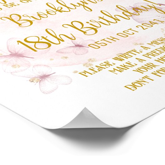 Roze en gouden vliegtijd Capsule Sign Poster (Hoek)