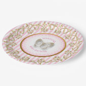 Roze en gouden vlinder Baby shower Borden Papieren Bordje (Gekanteld)