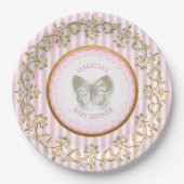 Roze en gouden vlinder Baby shower Borden Papieren Bordje (Voorkant)