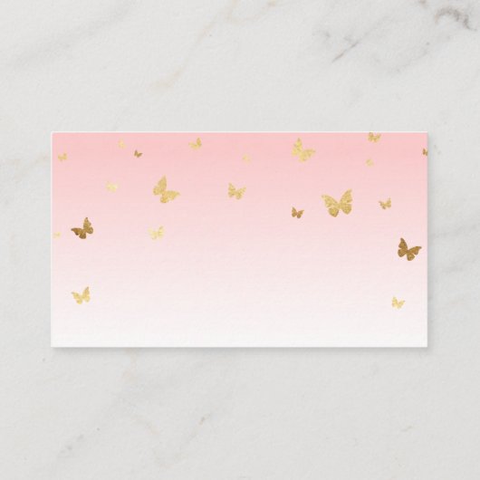 Roze en Gouden Vlinder Luier Raffel Ticket Informatiekaartje (Achterkant)