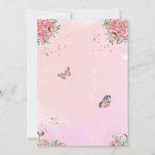 Roze en gouden vlinderkus uitnodiging (Achterkant)