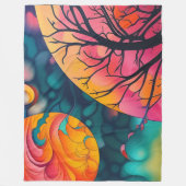 roze en gouden volle maan Boom Silhouette Fleece Deken (Voorkant)