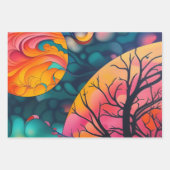 roze en gouden volle maan Boom Silhouette Inpakpapier Vel (Voorkant)