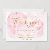 Roze en gouden Vrijgezellenfeest - Hartelijk dank Bedankkaart (Voorkant)