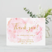 Roze en gouden Vrijgezellenfeest - Hartelijk dank Bedankkaart (Staand voorkant)