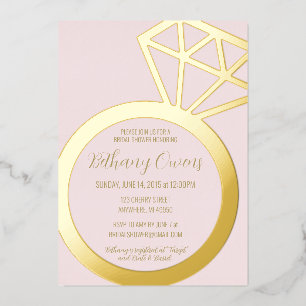 Roze en gouden Vrijgezellenfeest, huwelijk Folie Uitnodiging