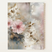 Roze en Gouden Wabi-Sabi Bloemen Grijze Achtergron Planner (Achterkant)