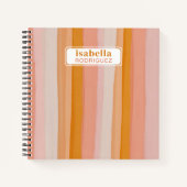 Roze en Gouden Waterverf Abstracte Gestreepte Doua Notitieboek (Voorkant)