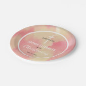 Roze en Gouden Waterverf Baby Meisje Doopsel Papieren Bordje (Gekanteld)