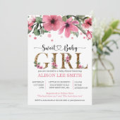 Roze en gouden waterverf baby shower (Staand voorkant)