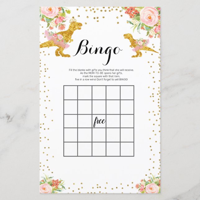 Roze en gouden Waterverf Bingo Game (Voorkant)