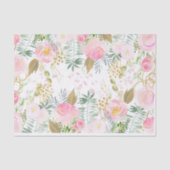 Roze en gouden Waterverf bloemen Tissuepapier (Voorkant)