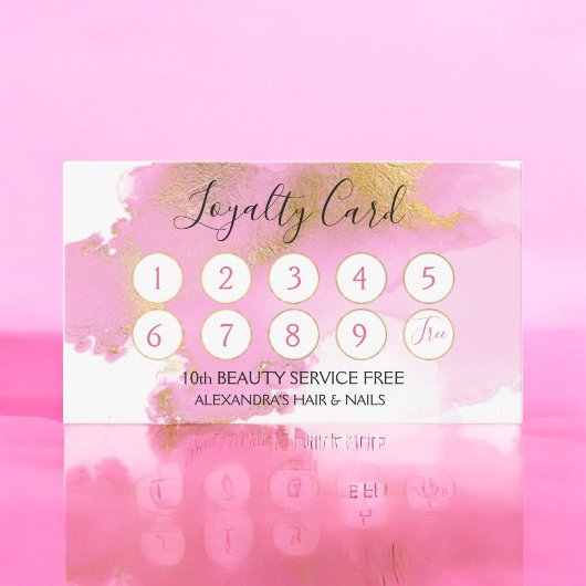 Roze en gouden Waterverf Girly Loyalty Punch