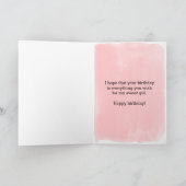 Roze en gouden Waterverf Hart 9e Verjaardag Kaart (Binnen)