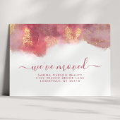 Roze en gouden Waterverf Inkt Verplaatsende Aankon Aankondigingskaart