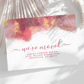 Roze en gouden Waterverf Inkt Verplaatsende Aankon Aankondigingskaart