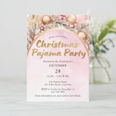 Roze en gouden Waterverf kerstfeest Kaart (Staand voorkant)