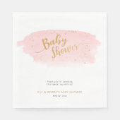 Roze en Gouden Waterverf Meisje Baby shower Servet (Voorkant)