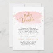 Roze en Gouden Waterverf Meisje Baby Sprinkle Kaart (Voorkant)