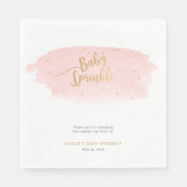 Roze en Gouden Waterverf Meisje Baby Sprinkle Servet (Voorkant)