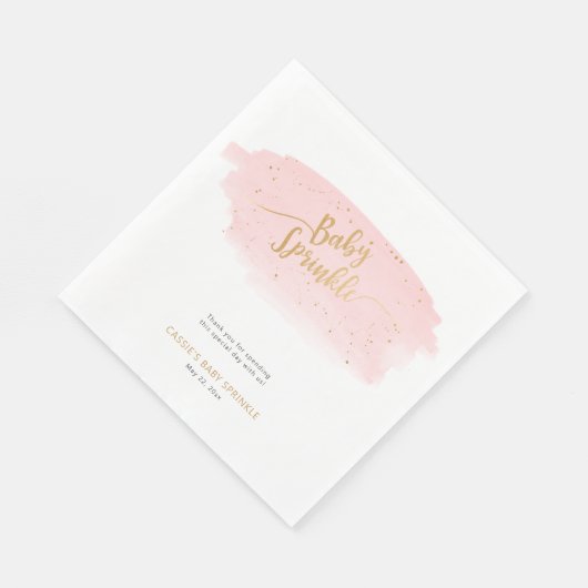 Roze en Gouden Waterverf Meisje Baby Sprinkle Servet (Hoek)