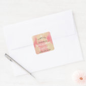 Roze en Gouden Waterverf Meisje Dopen Dank U Vierkante Sticker (Envelop)