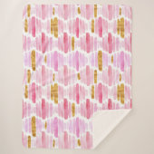 Roze en gouden Waterverf Paint Sherpa Blanket Sherpa Deken (Voorkant)