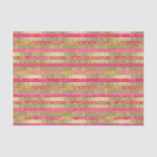 Roze en gouden Waterverf strepen Tissuepapier (Voorkant)