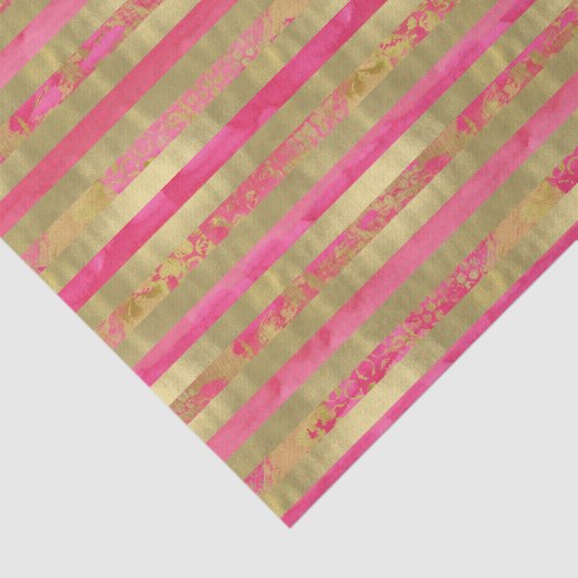 Roze en gouden Waterverf strepen Tissuepapier (Detail)