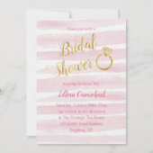 Roze en gouden Waterverf Stripes Vrijgezellenfeest Kaart (Voorkant)