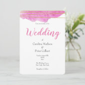 Roze en gouden Waterverf Uitnodiging tot bruiloft (Staand voorkant)