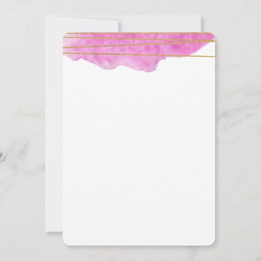 Roze en gouden Waterverf Uitnodiging tot bruiloft (Achterkant)