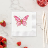 Roze en gouden Waterverf vlinder Servet (Insitu)