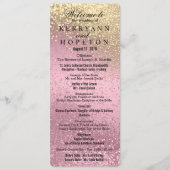 Roze en gouden weddenschappen programmakaart (Voorkant)