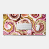 Roze en gouden wervelingen en twirls bureaumat (Keyboard & Muis)