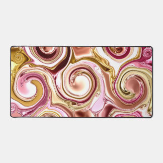 Roze en gouden wervelingen en twirls bureaumat