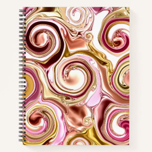Roze en gouden wervelingen notitieboek