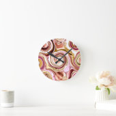 Roze en gouden wervelingen ronde klok (Huis)