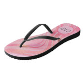 Roze en gouden wervelmarmer met monogram teenslippers (Schuin)