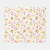 Roze en Gouden Wintervlokken Fleece Deken (Voorkant (Horizontaal))