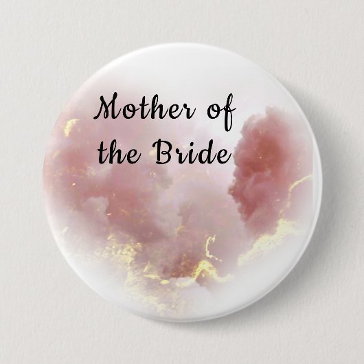 Roze en gouden wolkenkraam Moeder van de Bride But Ronde Button 7,6 Cm (Voorkant)