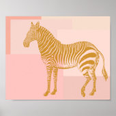 Roze en gouden zebra tekening poster (Voorkant)