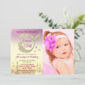 Roze en gouden zeemeermin 1e verjaardag kaart (Staand voorkant)